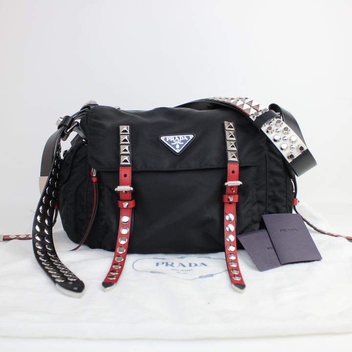 Prada New Vela Studded Messenger